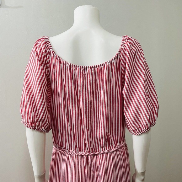 Draper James RSVP XL Maxi Dress Red White Stripe Tiered Short Sleeve Wide Neck - Picture 10 of 13